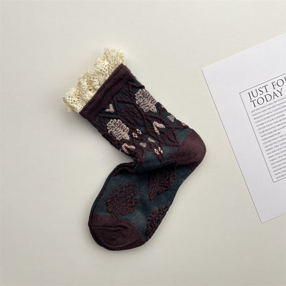 Gohobi Japanese Diamond Embossed Cashmere Mid-Calf Socks