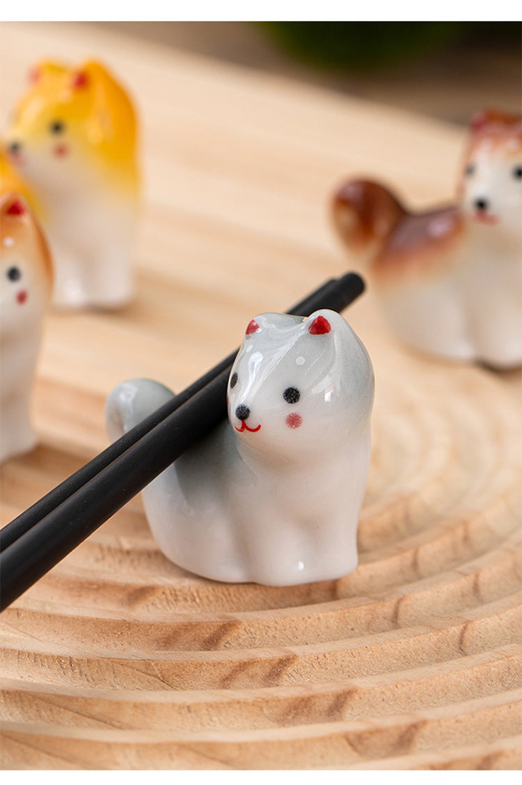 Gohobi Handmade Ceramic Shiba Inu Ornament Chopsticks Rest