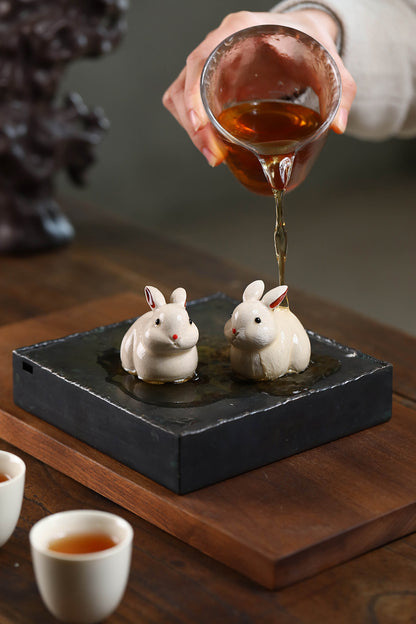 Gohobi Yixing Purple Clay Rabbit Tea Pet – Handmade Zodiac Bunny Tea Table Ornament