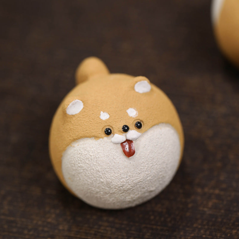 Gohobi Yixing Purple Clay Shiba Inu Tea Pet – Handmade Zodiac Dog Ornament