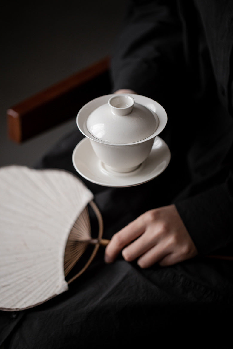 Gohobi Handmade Grass Ash Glaze Sancai Gaiwan