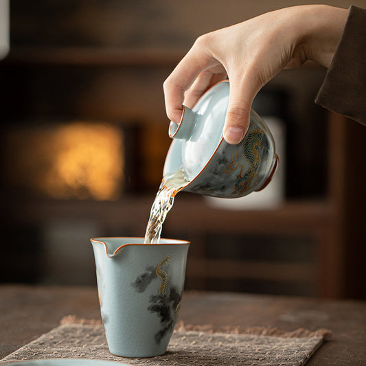 Gohobi Ru Kiln Celadon Dragon Gaiwan