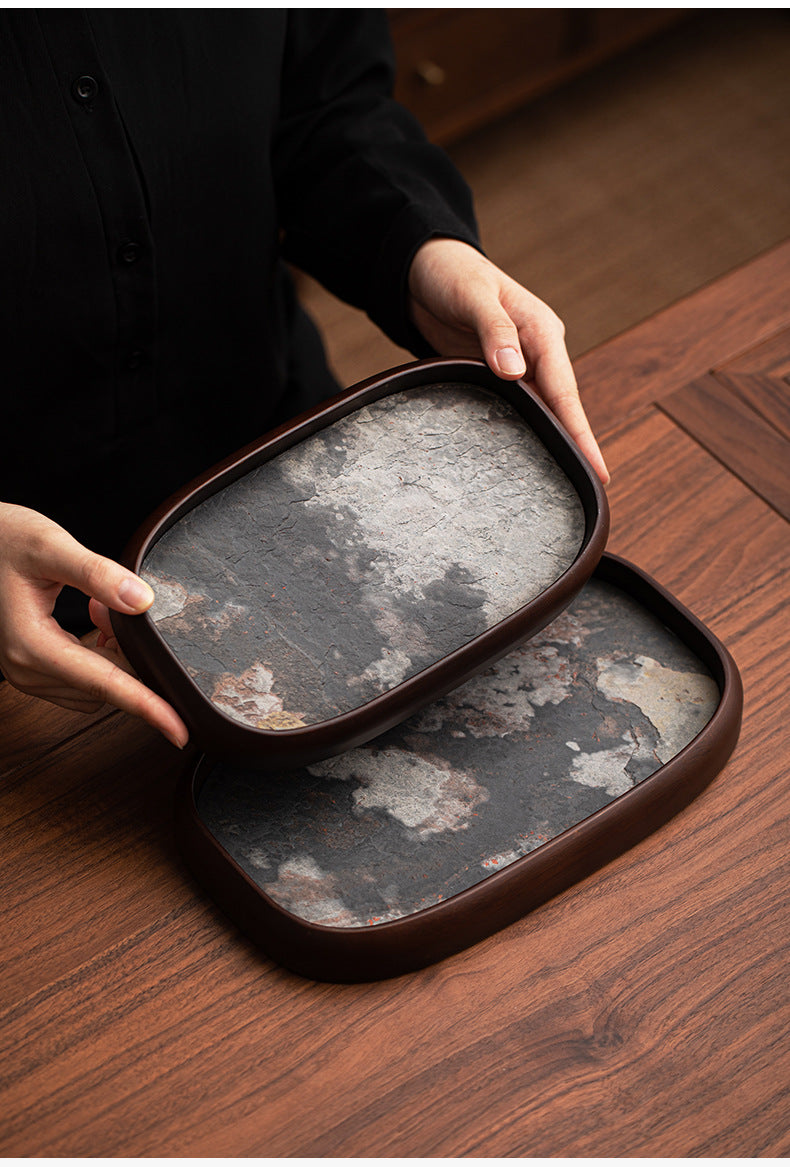 Gohobi Rock Surface Oval Tea Tray