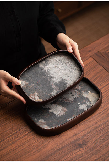 Gohobi Rock Surface Oval Tea Tray