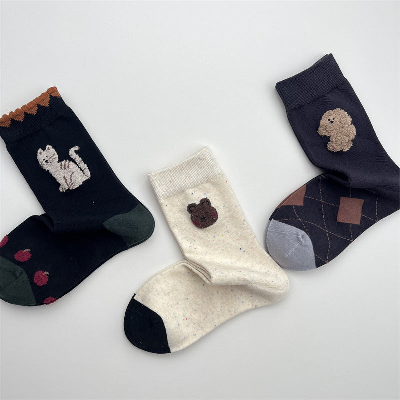 Gohobi Animal Jacquard Mid-Calf Socks