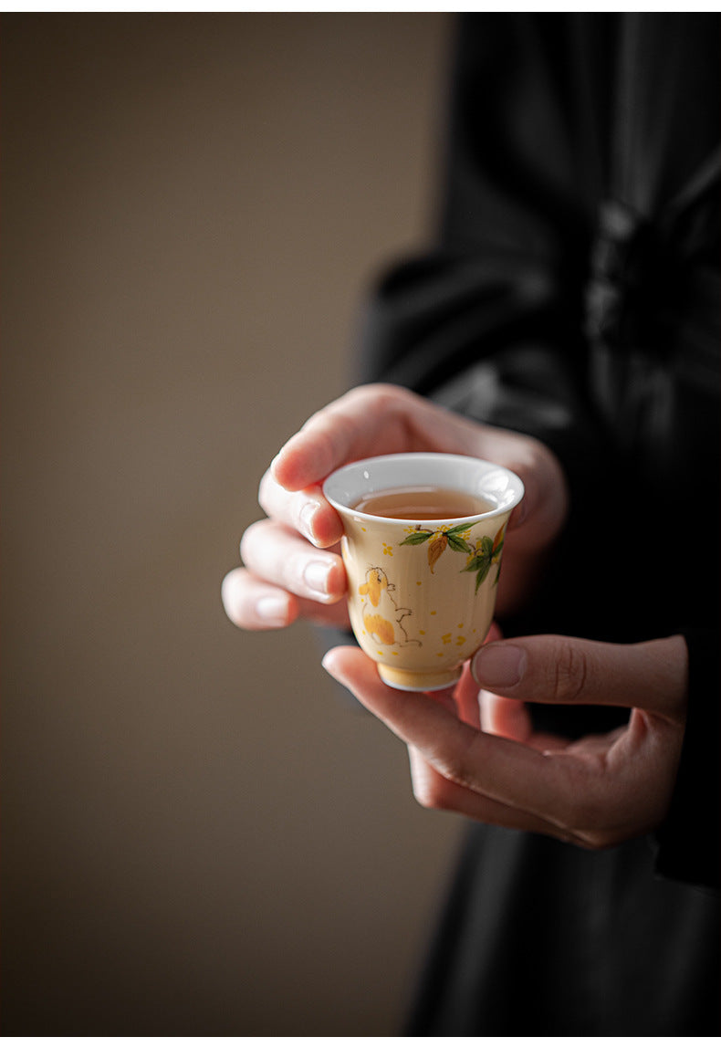 Gohobi Hand-Painted Osmanthus Ceramic Tea Cup