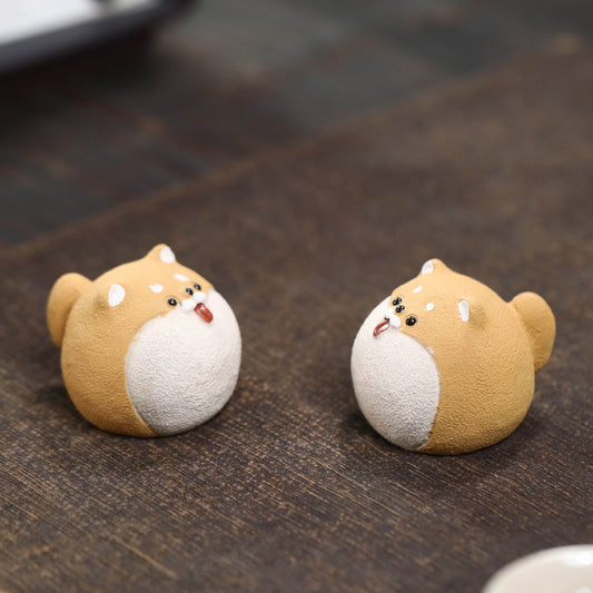 Gohobi Yixing Purple Clay Shiba Inu Tea Pet – Handmade Zodiac Dog Ornament