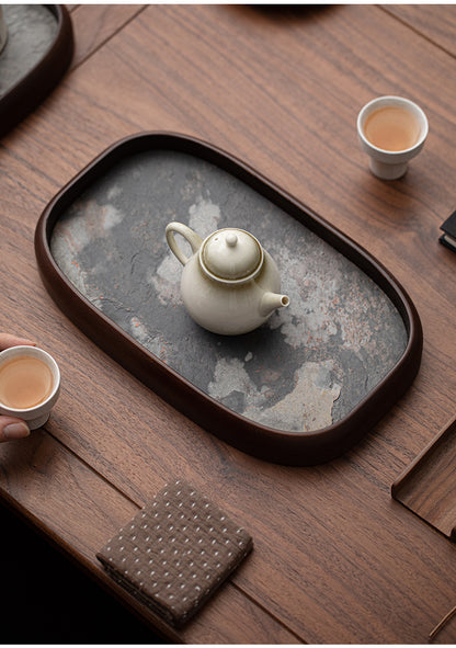 Gohobi Rock Surface Oval Tea Tray