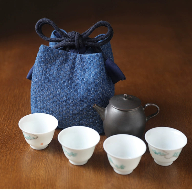 Gohobi Denim Large Teaware Storage Travel Bag