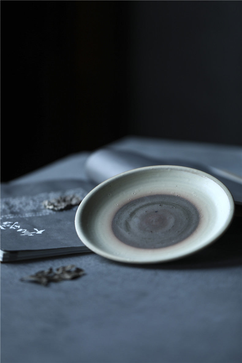 Gohobi Handmade White Brushing Brown Serving Tray Teapot Tray Plate