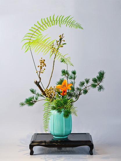 Gohobi Celadon Ikebana Vase – Japanese Style Ceramic Flower Arrangement Vessel