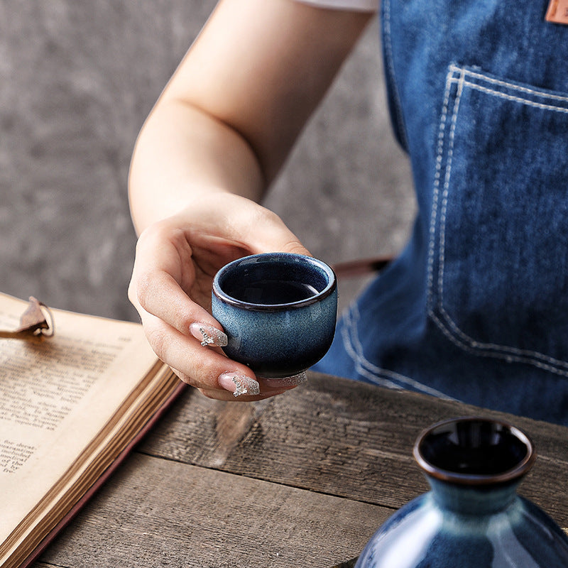 Gohobi Cat’s Eye Blue Ceramic Sake Set