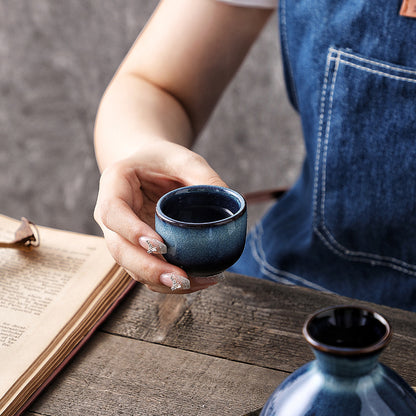 Gohobi Cat’s Eye Blue Ceramic Sake Set