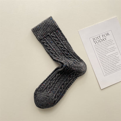 Gohobi Cable Knit Wool Mid-Calf Socks
