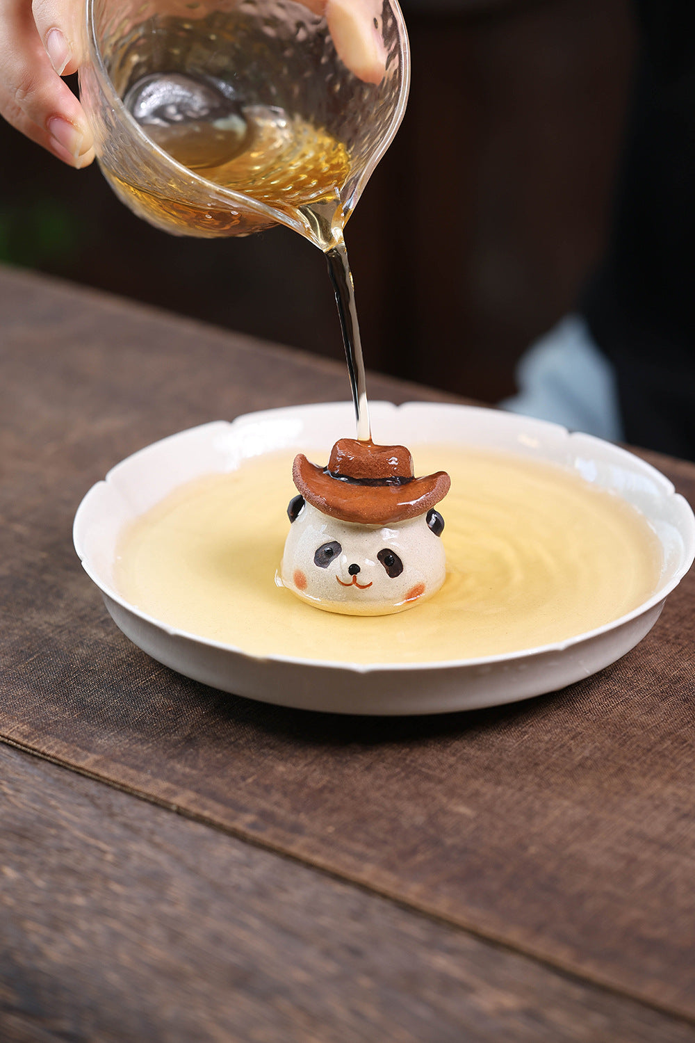 Gohobi Yixing Purple Clay Giant Panda Tea Pet – Handmade Tea Table Ornament