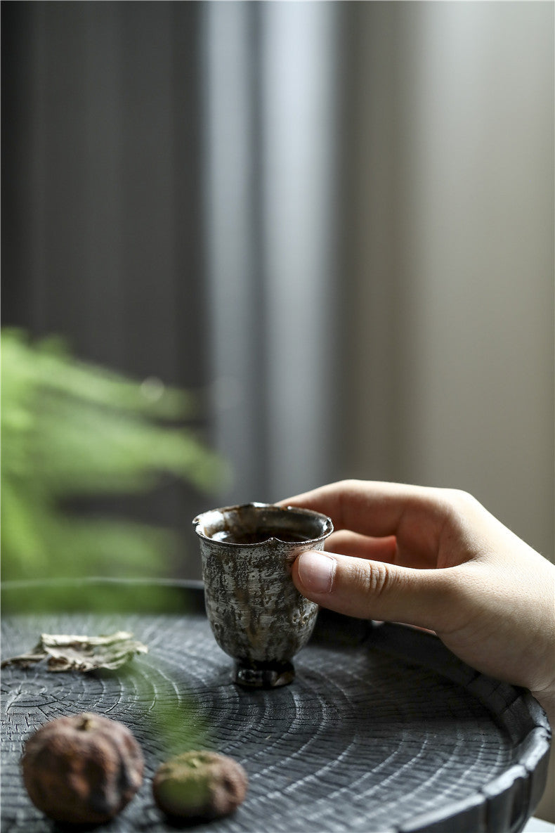 Gohobi Handmade Ceramic Silver Wood-fired Tea Cup