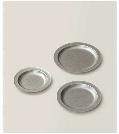 Gohobi Retro Stainless Steel Shallow Dessert Plate