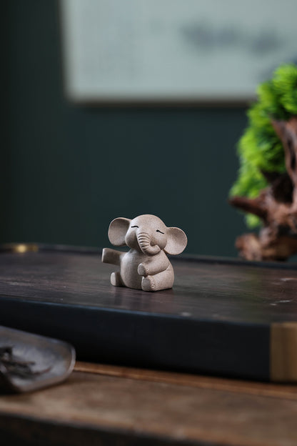 Gohobi Yixing Purple Clay Love Elephant Tea Pet – Handmade Lucky Ornament