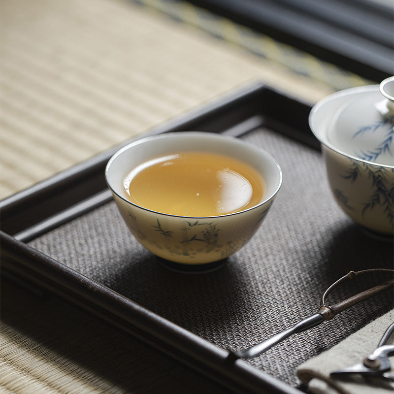 Gohobi Underglaze Blue Bamboo Brushstroke Tea Cup