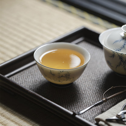Gohobi Underglaze Blue Bamboo Brushstroke Tea Cup