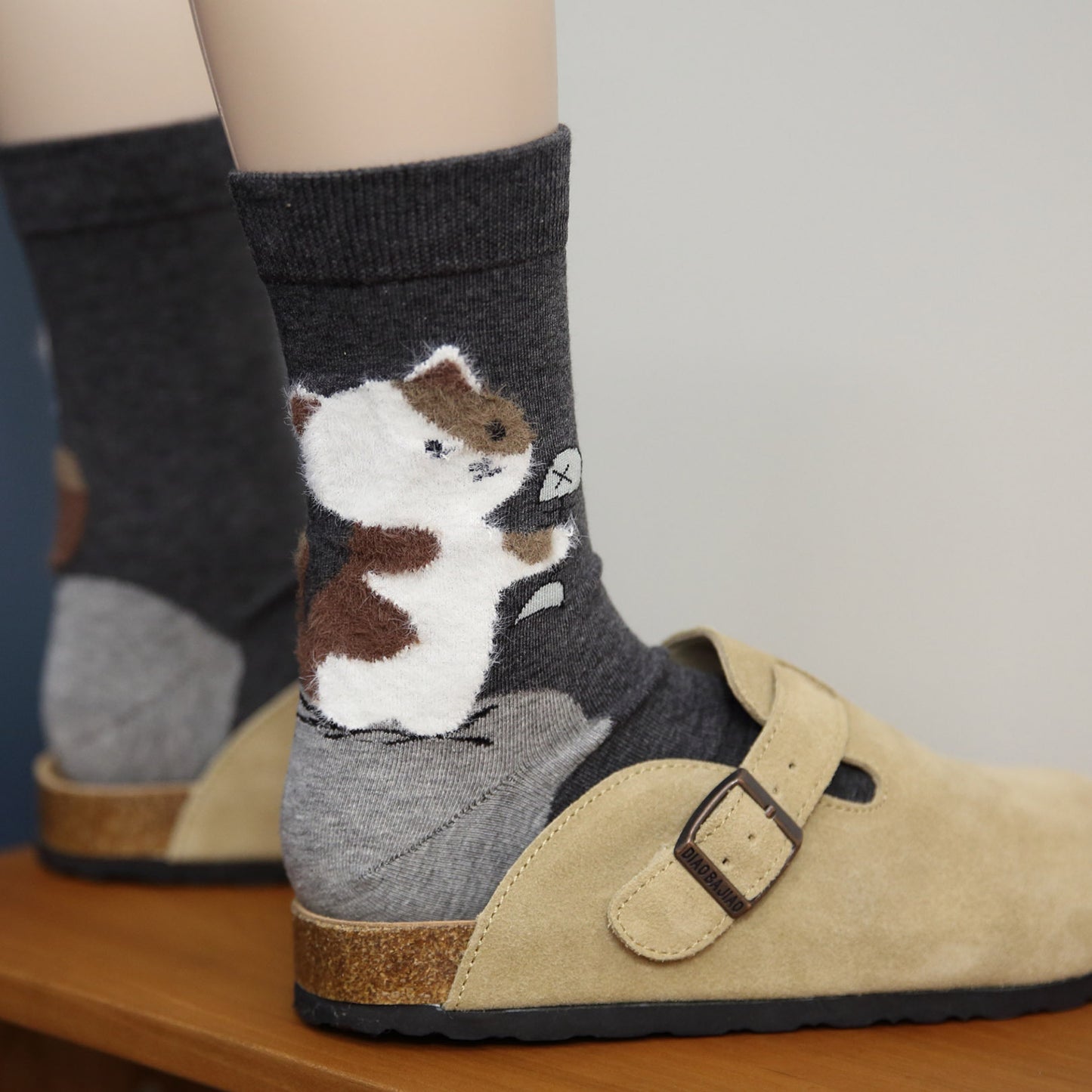 Gohobi Fuzzy Big Cat Heel Socks