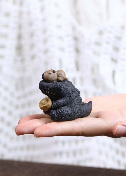 Gohobi Zisha Capybara & Crocodile Tea Pet Figurine