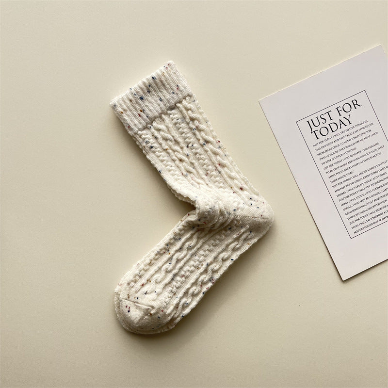 Gohobi Cable Knit Wool Mid-Calf Socks