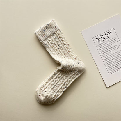 Gohobi Cable Knit Wool Mid-Calf Socks