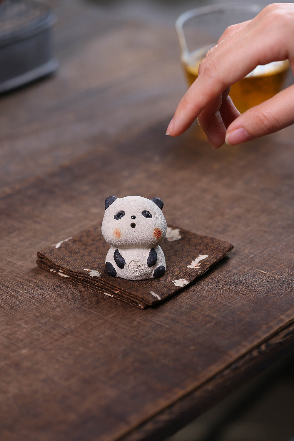 Gohobi Yixing Purple Clay Panda Tea Pet – Incense Holder and Lid Rest