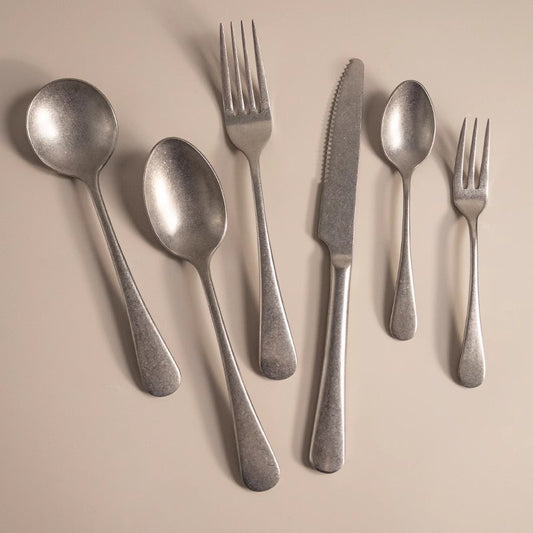 Gohobi A Set of 6 Pieces Stonewashed Stainless Steel Cutlery