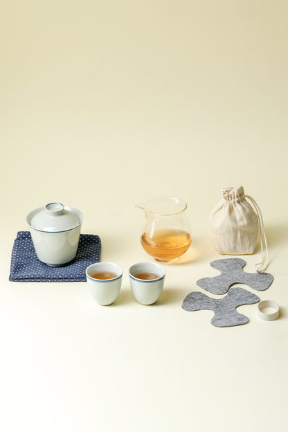 Gohobi Green Double-Line Gaiwan Travel Tea Set