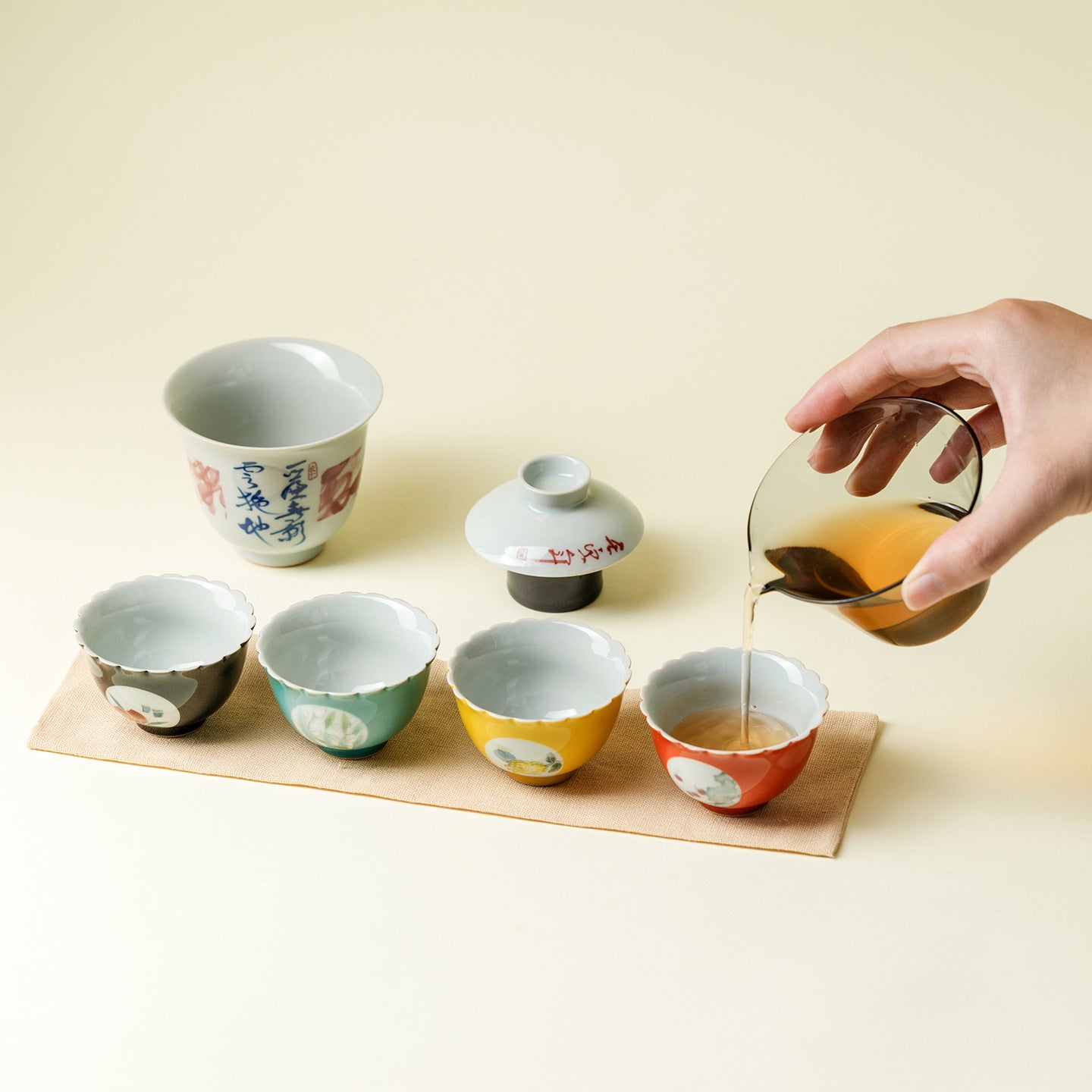 Gohobi Hand-Painted Travel Gongfu Tea Set
