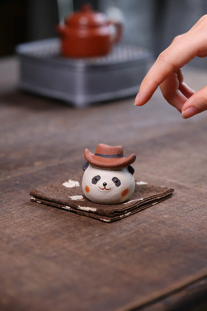 Gohobi Yixing Purple Clay Giant Panda Tea Pet – Handmade Tea Table Ornament