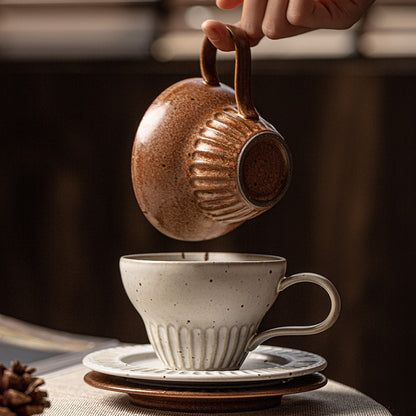 Gohobi Japanese Retro Coffee Cup and Saucer Set