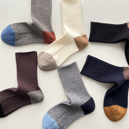 Gohobi Winter Wool Ribbed Colorblock Socks