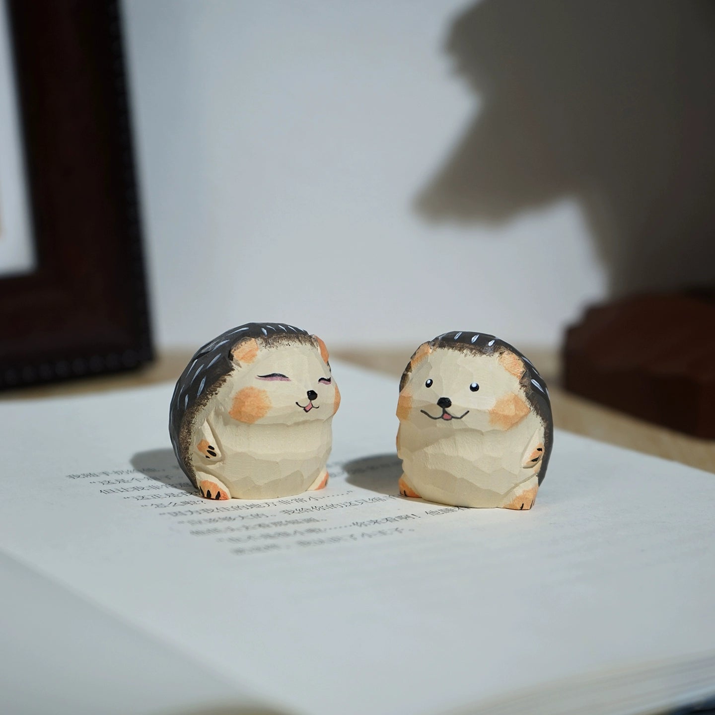 Gohobi Hand-Carved Mini Hedgehog Figurine