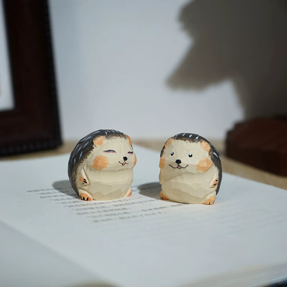 Gohobi Hand-Carved Mini Hedgehog Figurine
