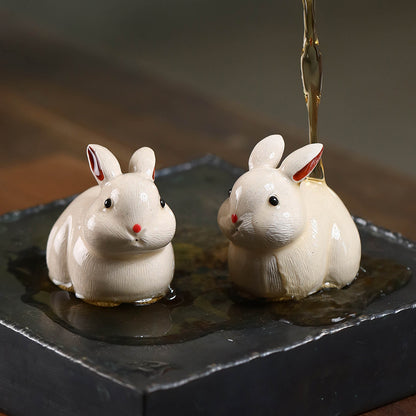 Gohobi Yixing Purple Clay Rabbit Tea Pet – Handmade Zodiac Bunny Tea Table Ornament