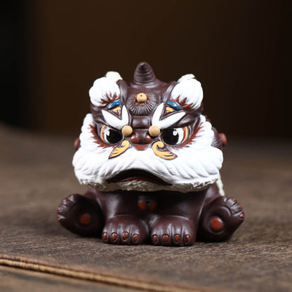 Gohobi Yixing Purple Clay Lion Dance Tea Pet – Handmade Guardian Ornament