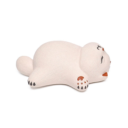 Gohobi Yixing Purple Clay Sleeping Cat Tea Pet – Handmade Lucky Cat Ornament