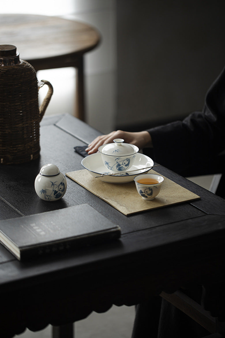 Gohobi Jade Clay White Porcelain Panda Gaiwan