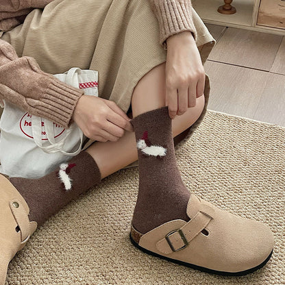 Gohobi Fleece-Lined Puppy Print Winter Socks