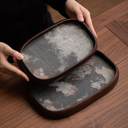 Gohobi Rock Surface Oval Tea Tray