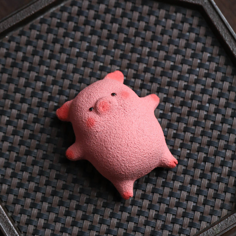 Gohobi Yixing Purple Clay Twelve Zodiac Pig Tea Pet – Handmade Sleeping Pig Ornament