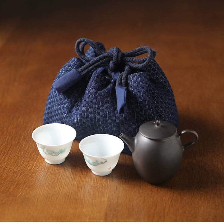 Gohobi Denim Medium Teaware Storage Travel Bag