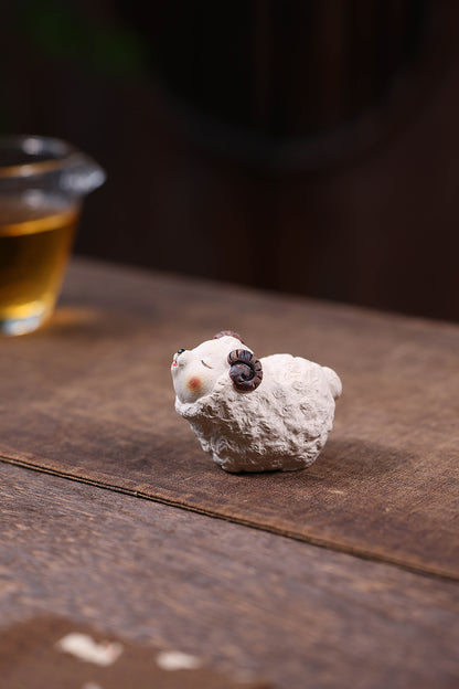 Gohobi Yixing Purple Clay Sheep Tea Pet – Handmade Sanyang Kaitai Ornament