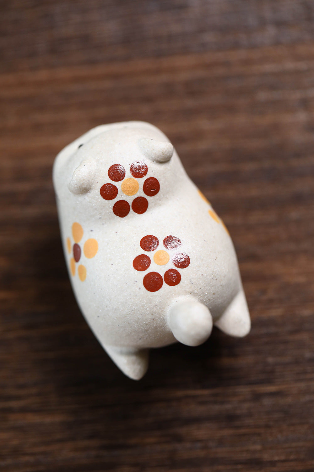 Gohobi Yixing Purple Clay Flower Cat Tea Pet – Handmade Lucky Cat Ornament