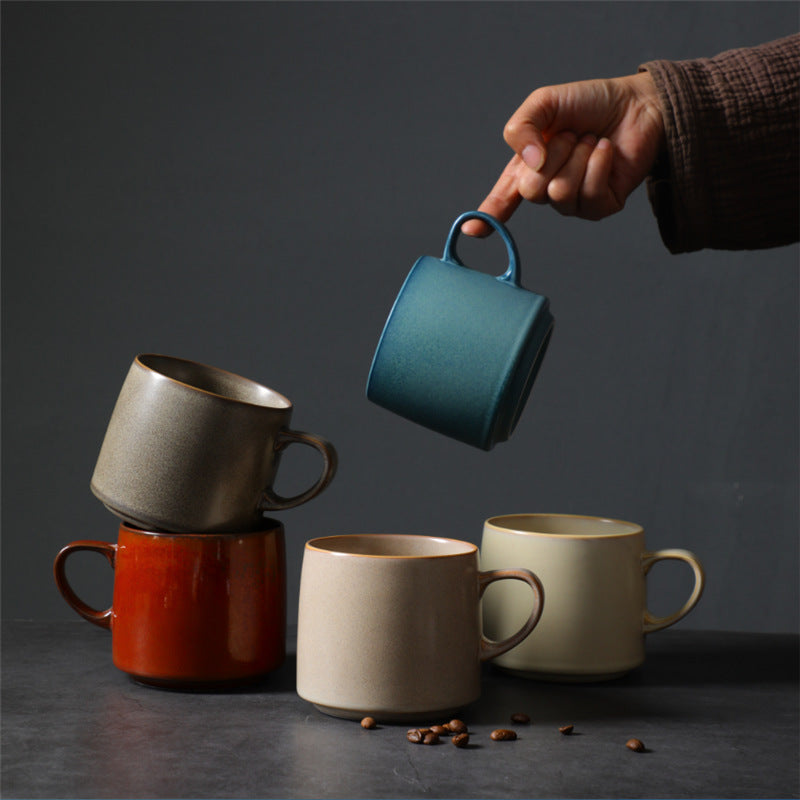 Gohobi Handmade Nordic Ceramic Coffee Mug – 440ml Colourful Retro Cup set of 2