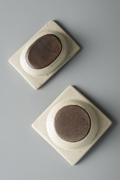 Gohobi Japanese Vintage Jingdezhen Coarse Pottery Square Condiment Dish