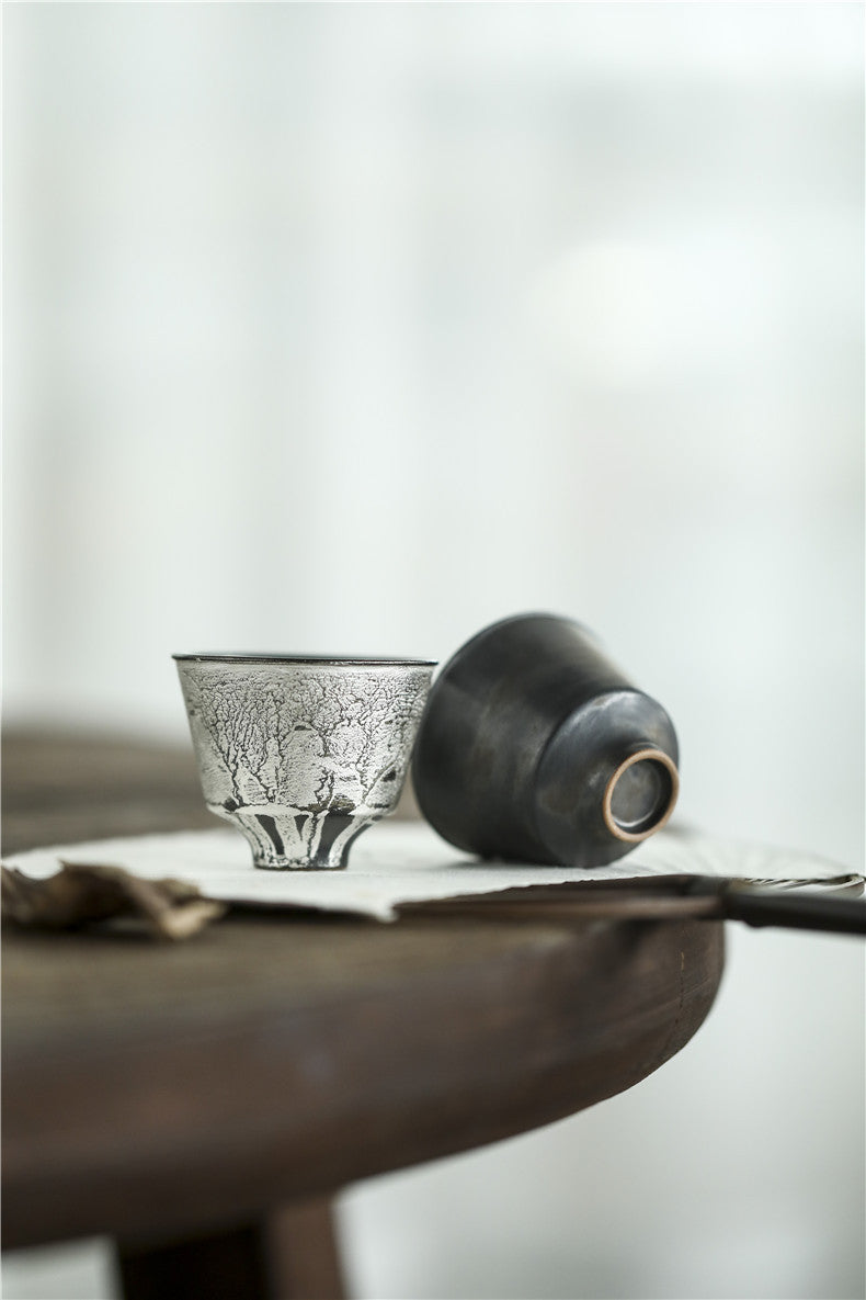 Gohobi Handmade Ceramic Forst Silver Tea Cup